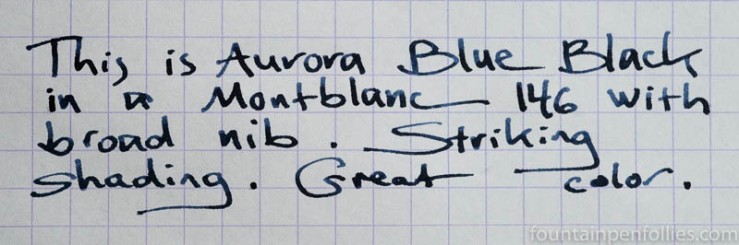 Aurora Blue Black writing sample