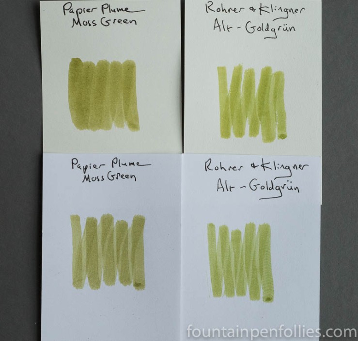 Papier Plume Moss Green swabs comparison